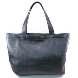 Дамска чанта с цип от черна естествена кожа 2101